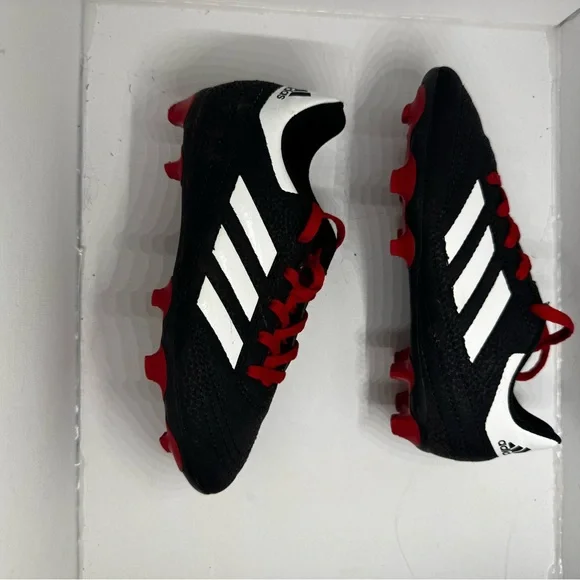 Adidas Kids Black and White Sneakers with Red Laces - Picture 4 of 9